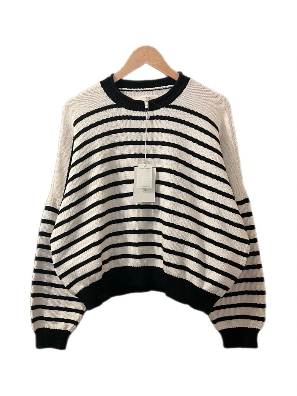 The Great. Cotton Roll Neck Striped Crewneck Sweater Sz M